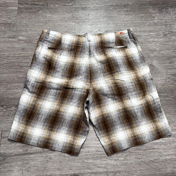 Tommy Bahama Shorts Mens 35 Beige Plaid Linen Silk Blend Preppy Golf Golfer - Picture 7 of 11